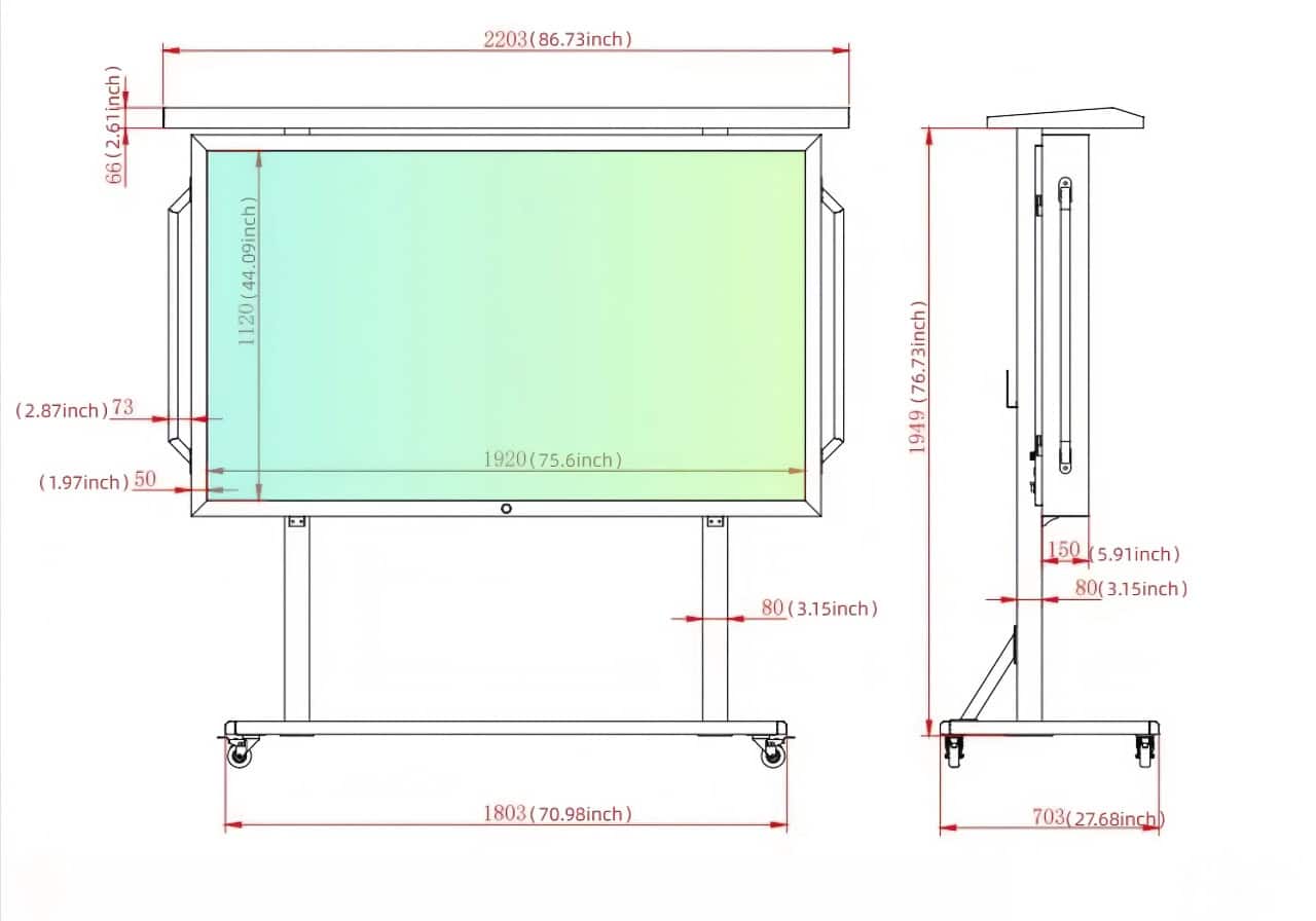 90'' Outdoor LED TV Trolley